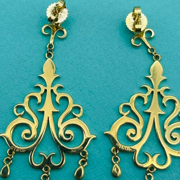 Tiffany & Co. Enchant Dangle Chandelier 18k Yellow Gold Earrings - Picture 5 of 6